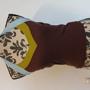 Brown Halter Top with Blue and Yellow Accents